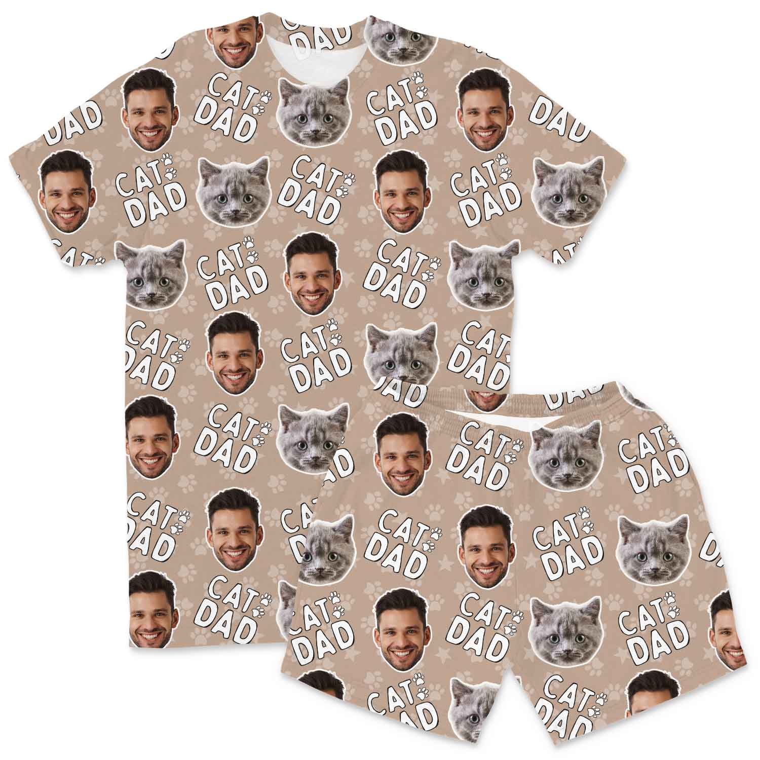 Men's Cat Dad Personalised PJs - Shorts Set