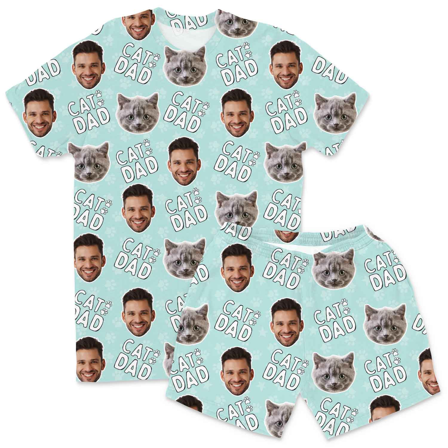 Men's Cat Dad Personalised PJs - Shorts Set
