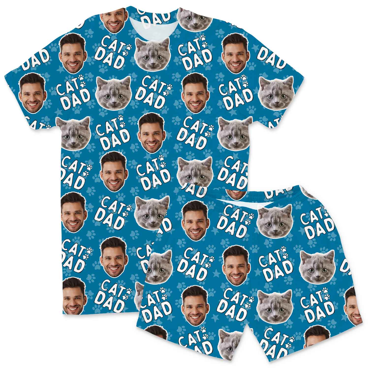 Men's Cat Dad Personalised PJs - Shorts Set