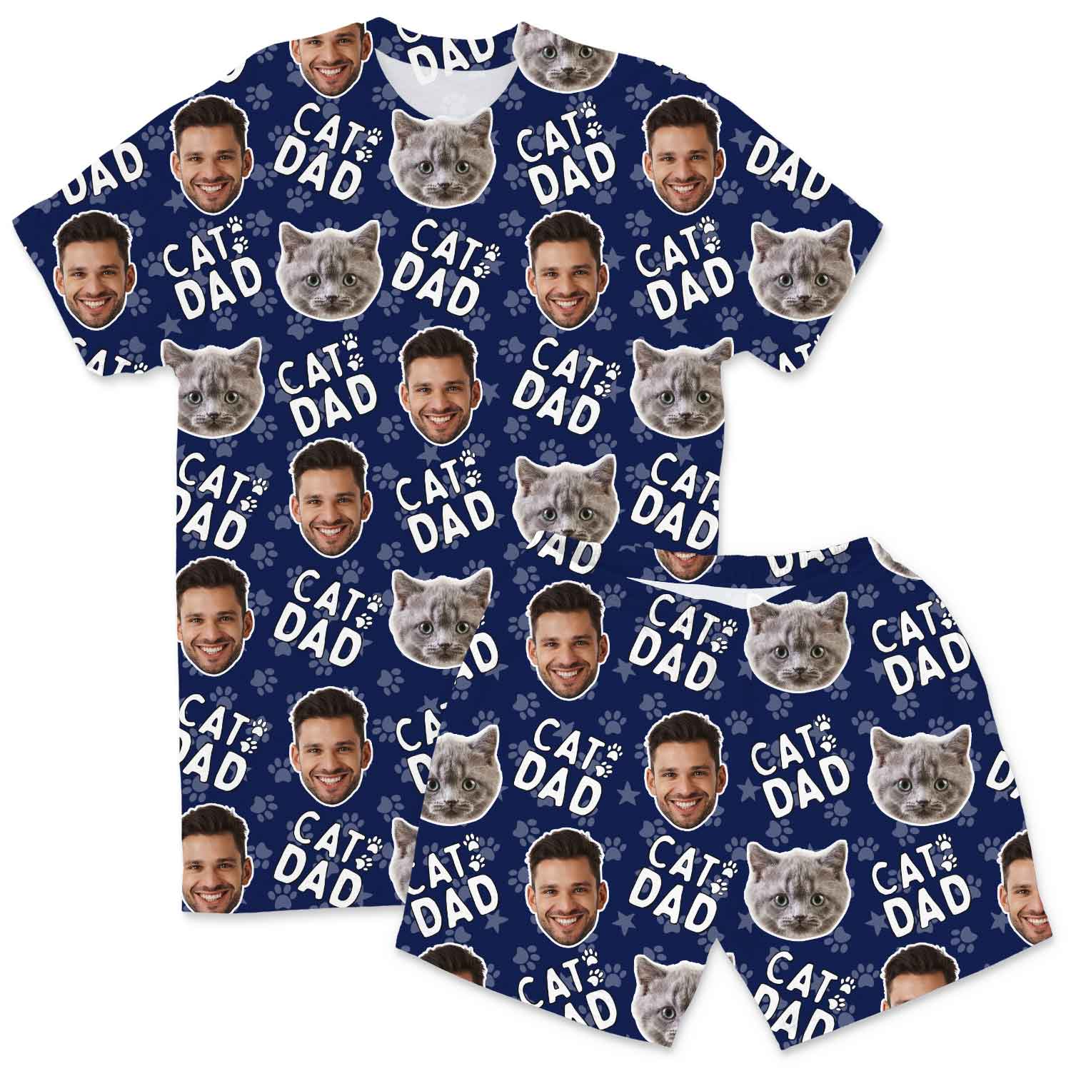 Men's Cat Dad Personalised PJs - Shorts Set