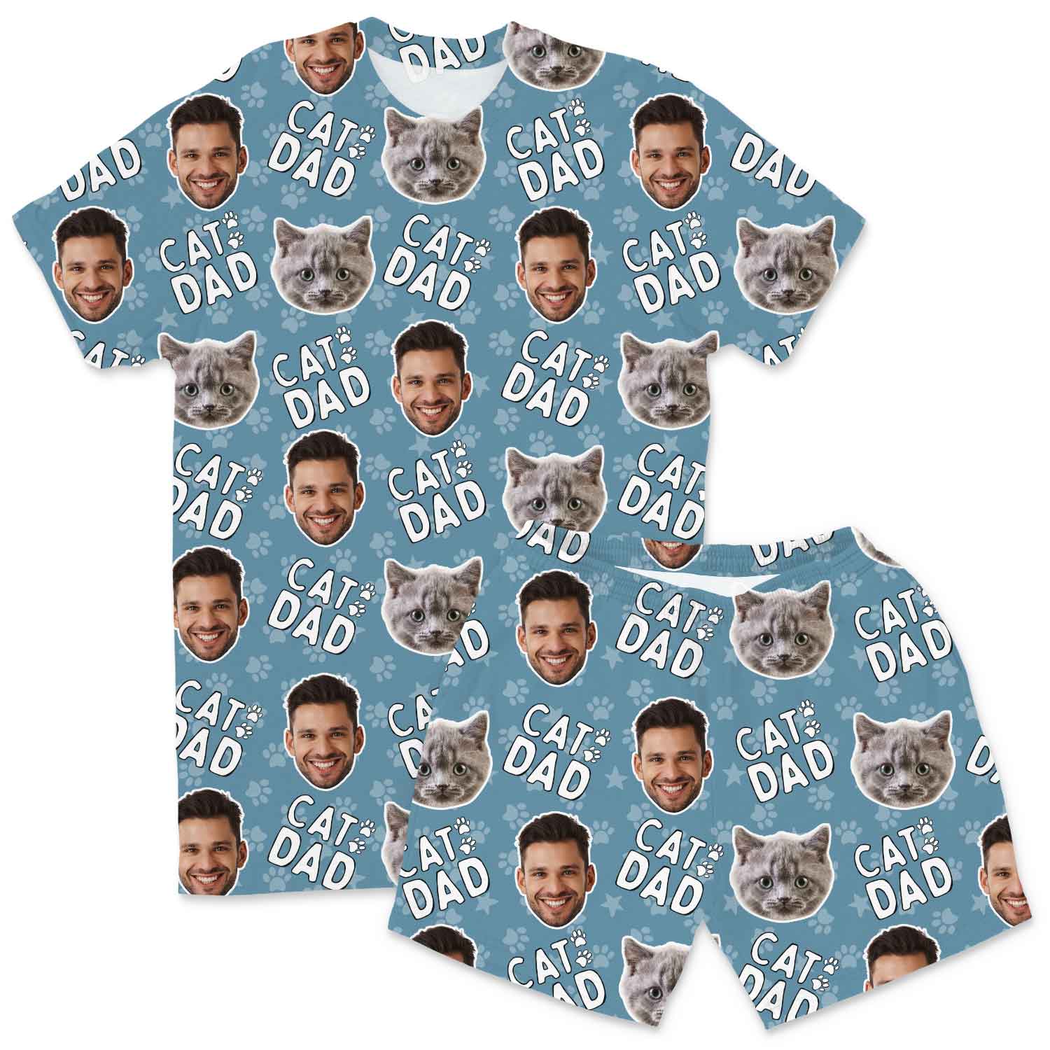 Men's Cat Dad Personalised PJs - Shorts Set