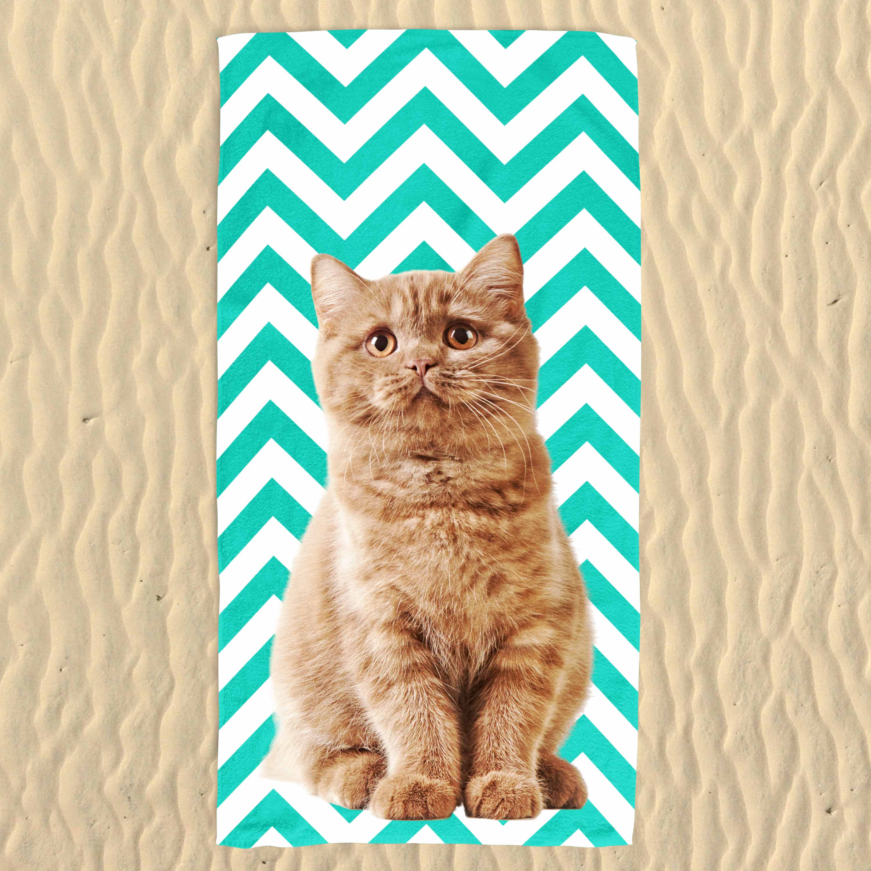 Your Cat Zig Zag Pattern Beach Towel