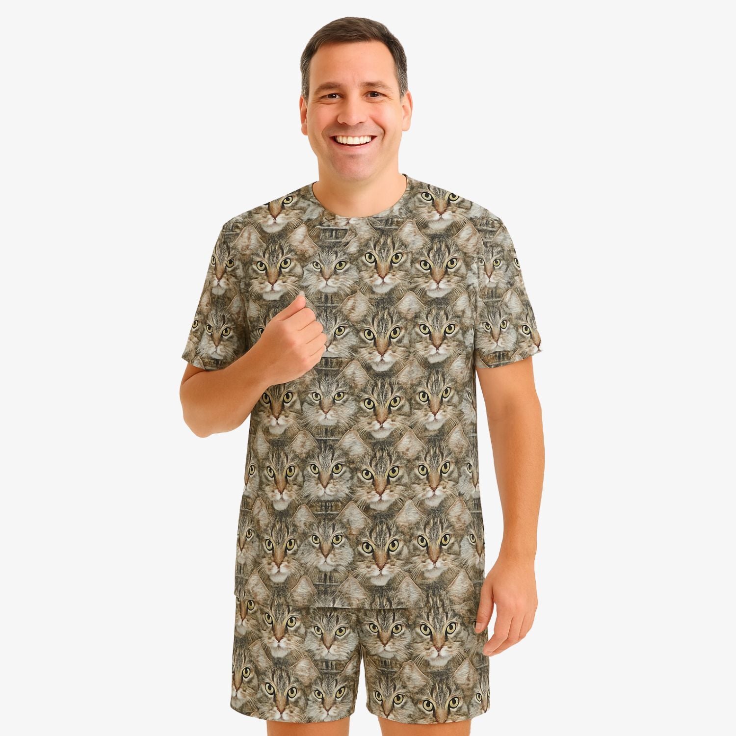 Men's Cat Mash Pyjamas - Shorts Set