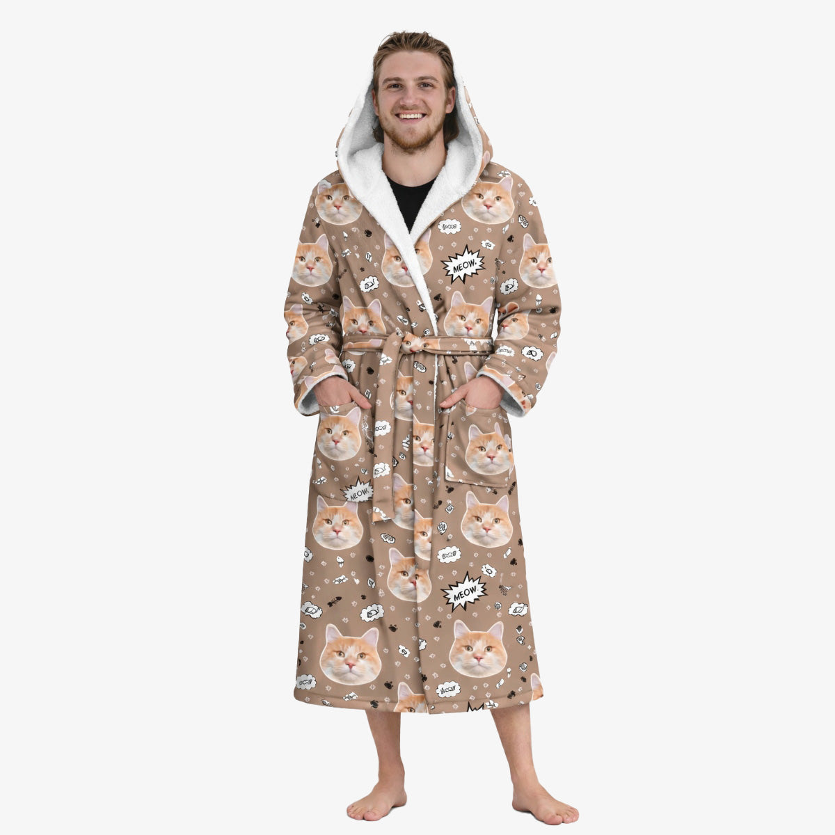 Meow Cat Faces Personalised Dressing Gown