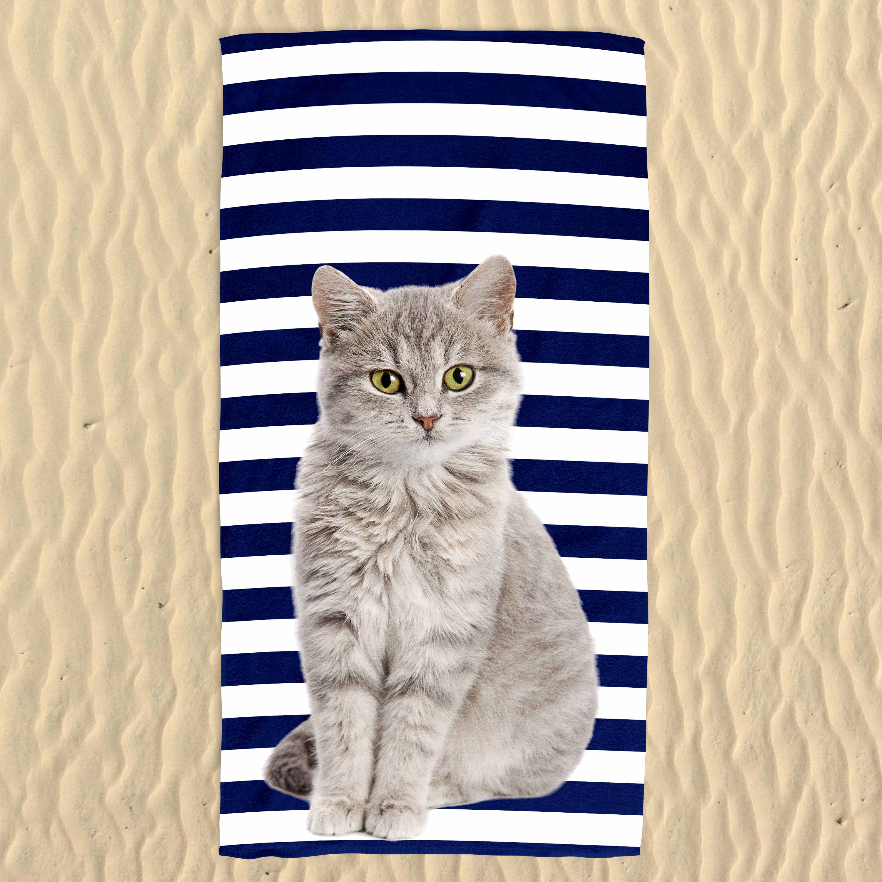 Your Cat Stripe Pattern Beach Towel