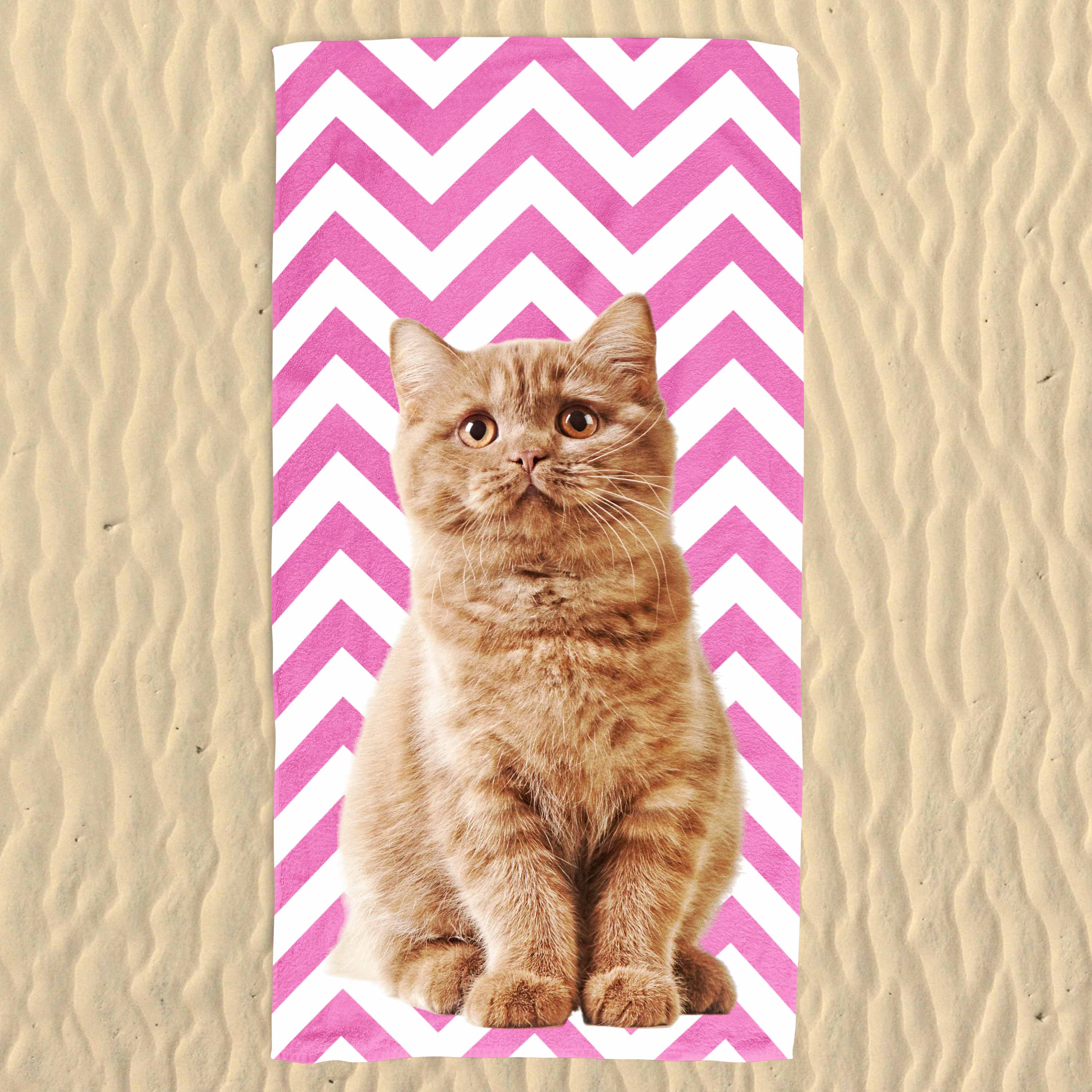 Your Cat Zig Zag Pattern Beach Towel