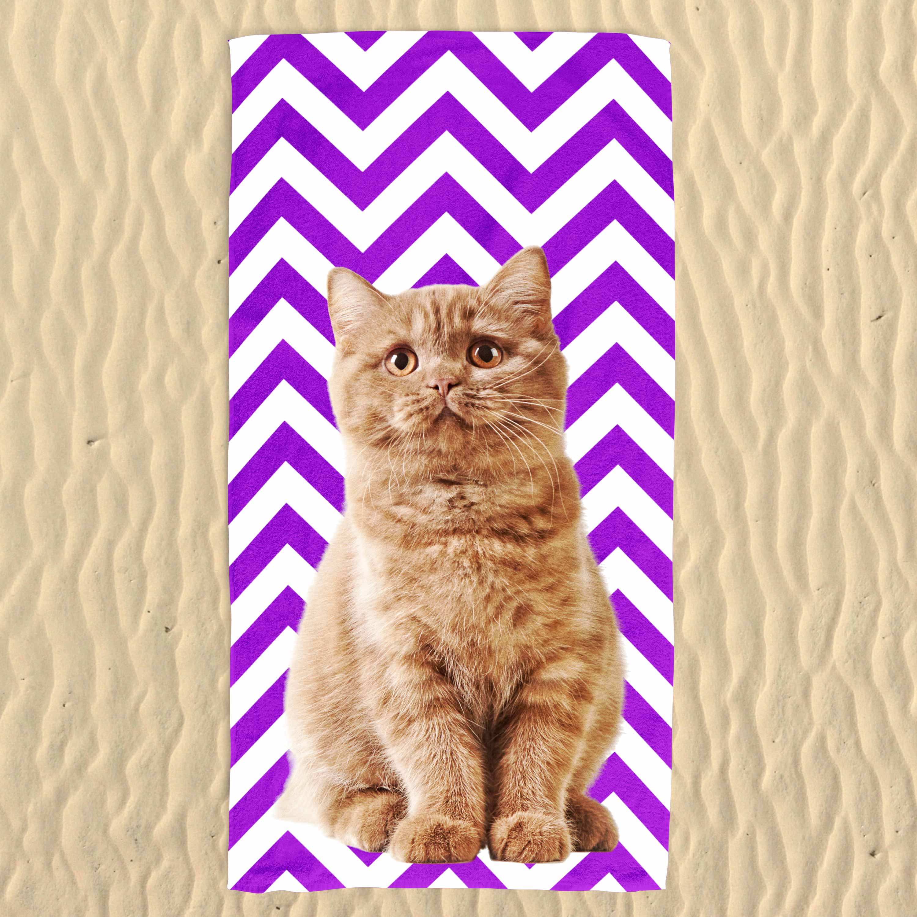 Your Cat Zig Zag Pattern Beach Towel