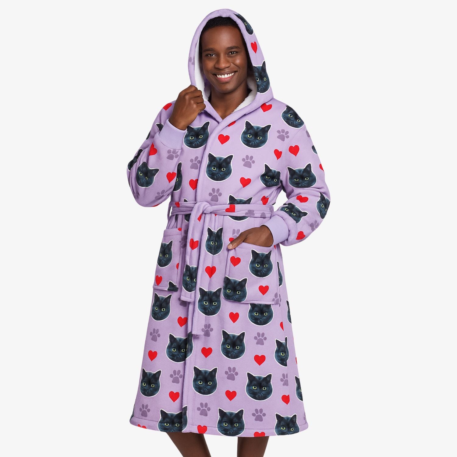 Cat Paws & Hearts Personalised Dressing Gown