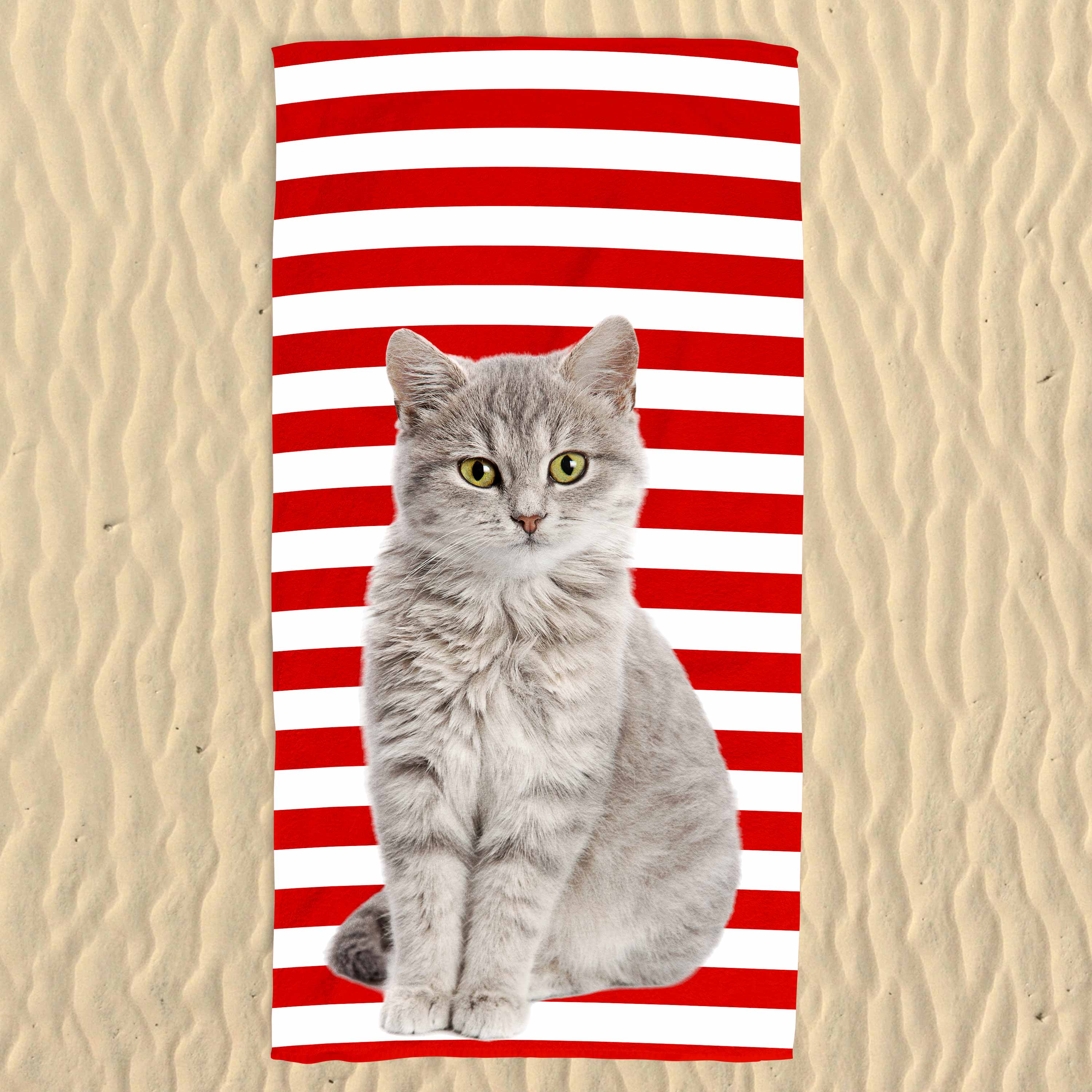 Your Cat Stripe Pattern Beach Towel
