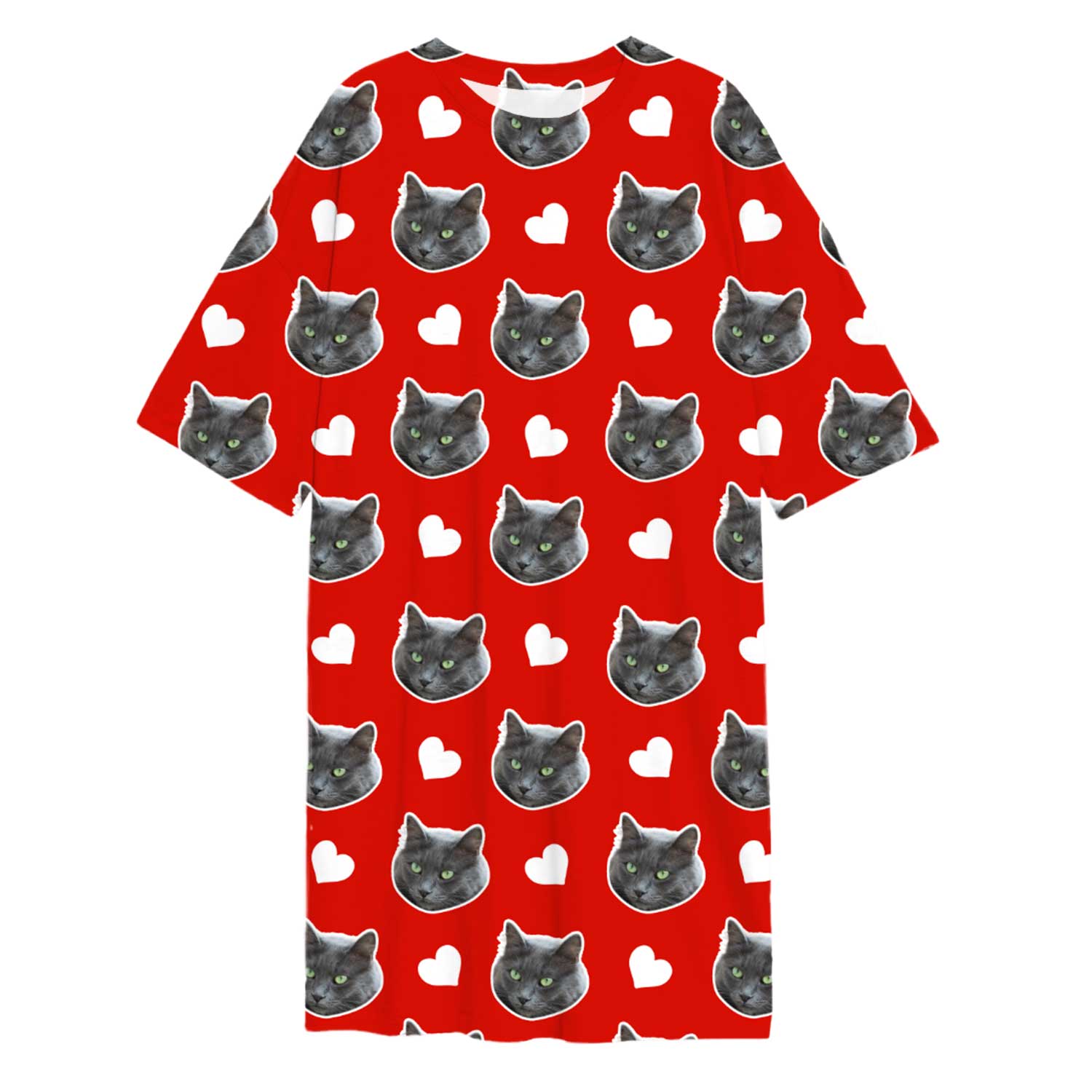 White Hearts Cat Faces Custom Sleep Tee