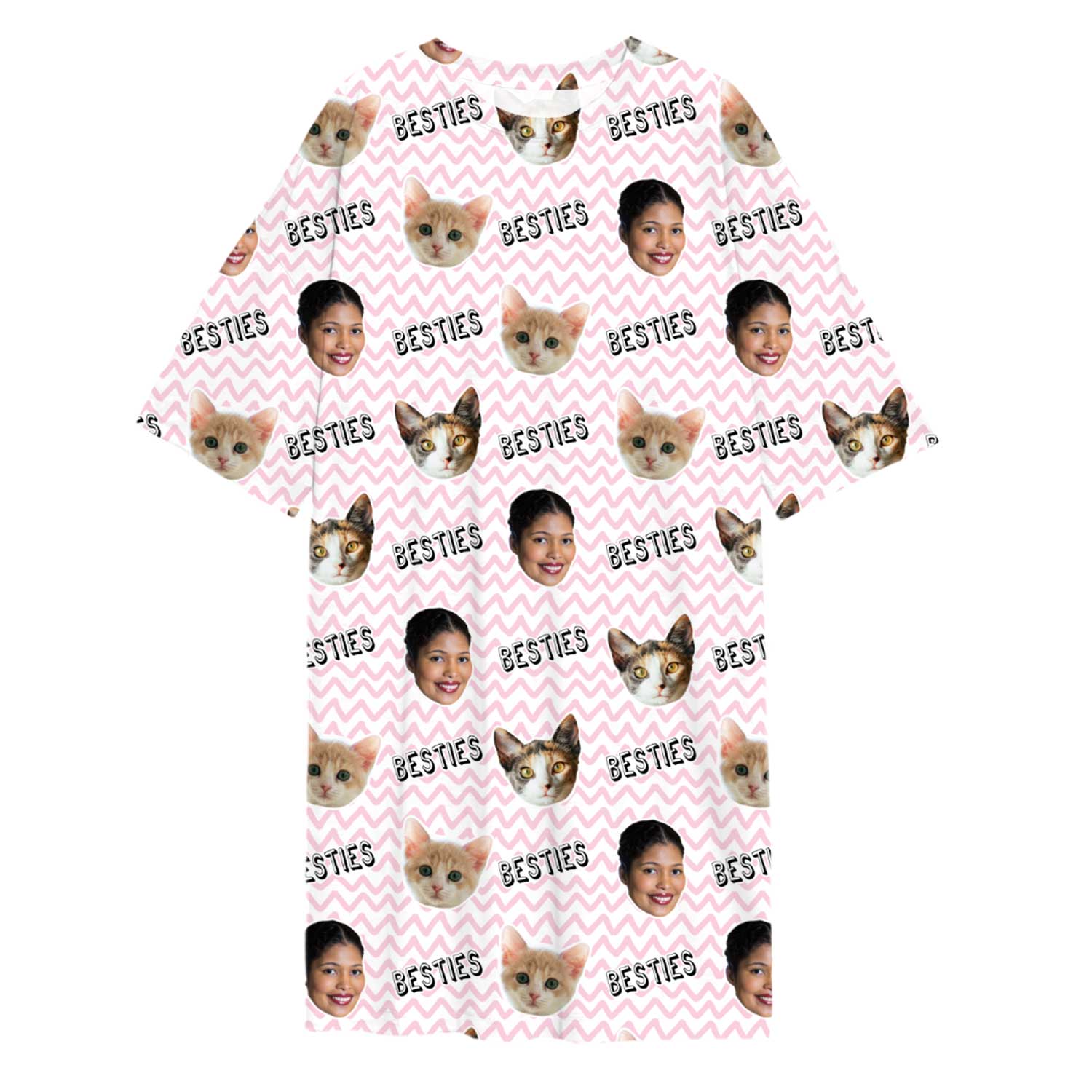 Besties You & Your Cat Custom Sleep Tee