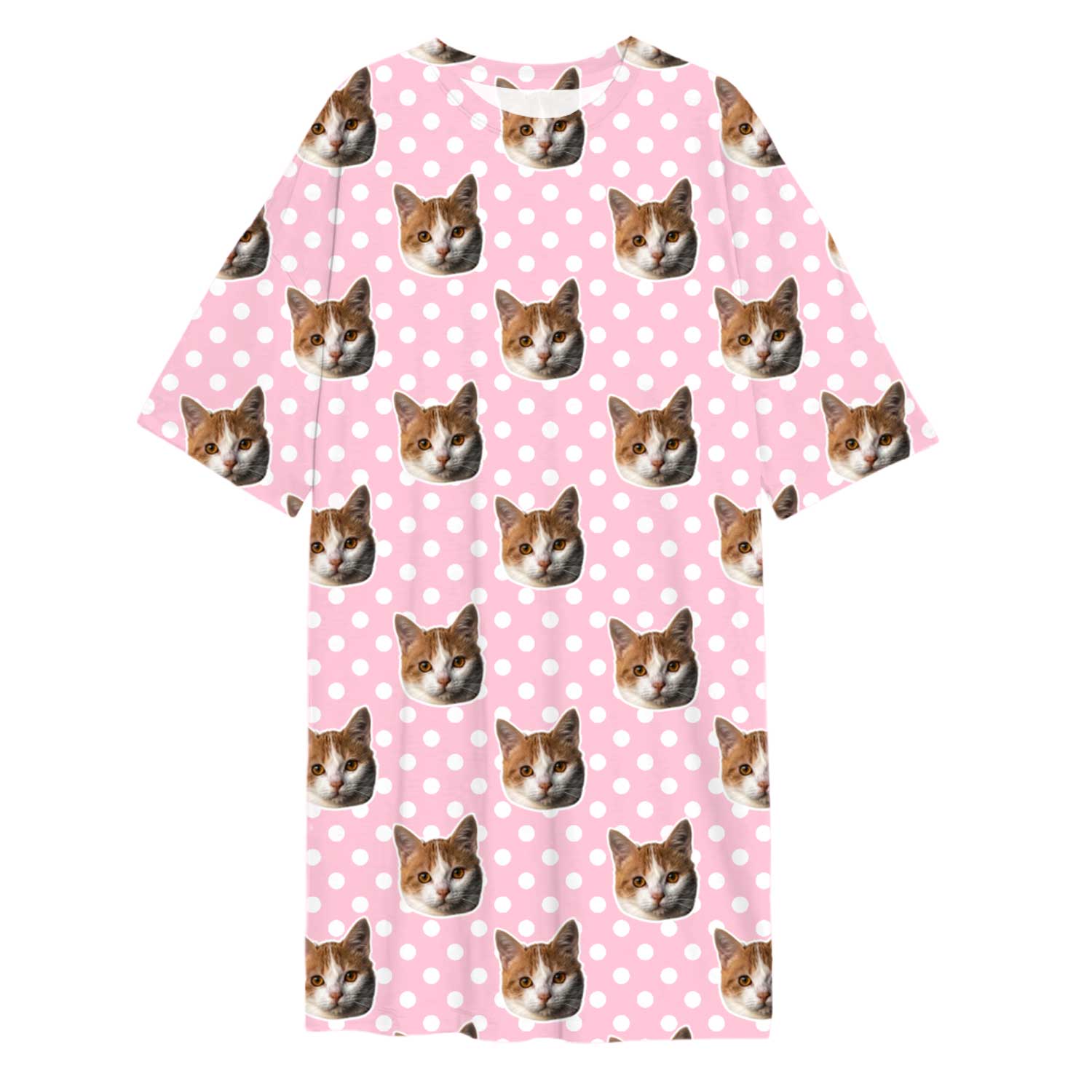 Polka Dot Cat Faces Custom Sleep Tee