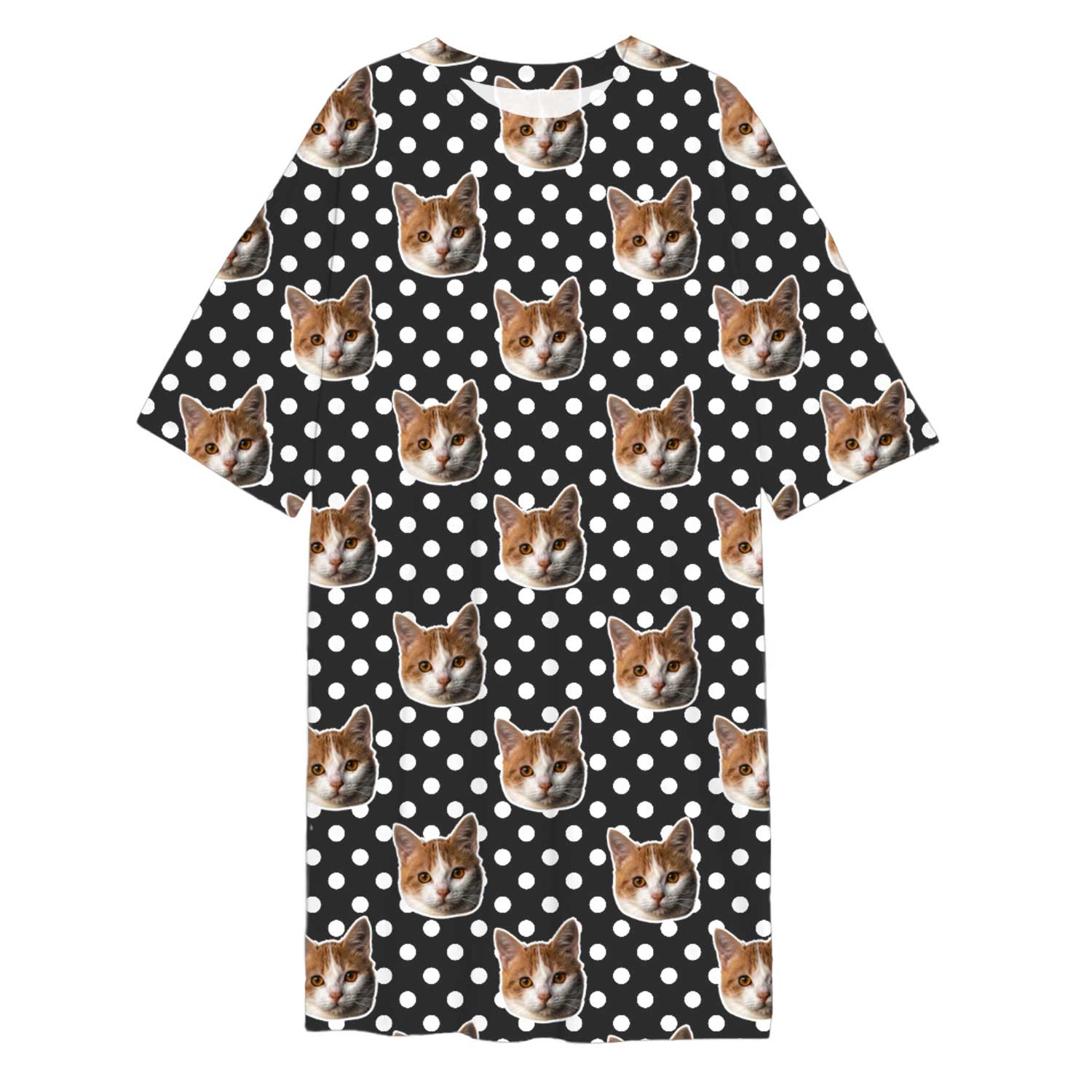 Polka Dot Cat Faces Custom Sleep Tee