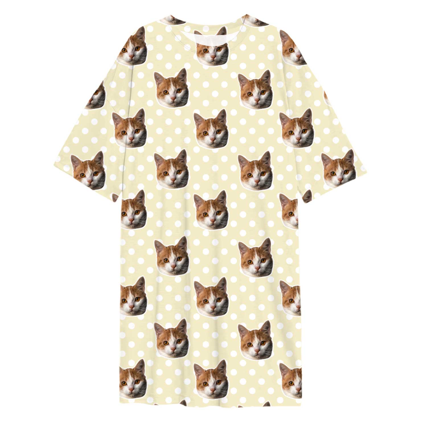 Polka Dot Cat Faces Custom Sleep Tee