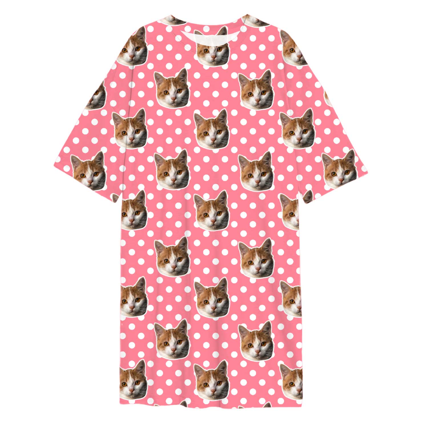 Polka Dot Cat Faces Custom Sleep Tee