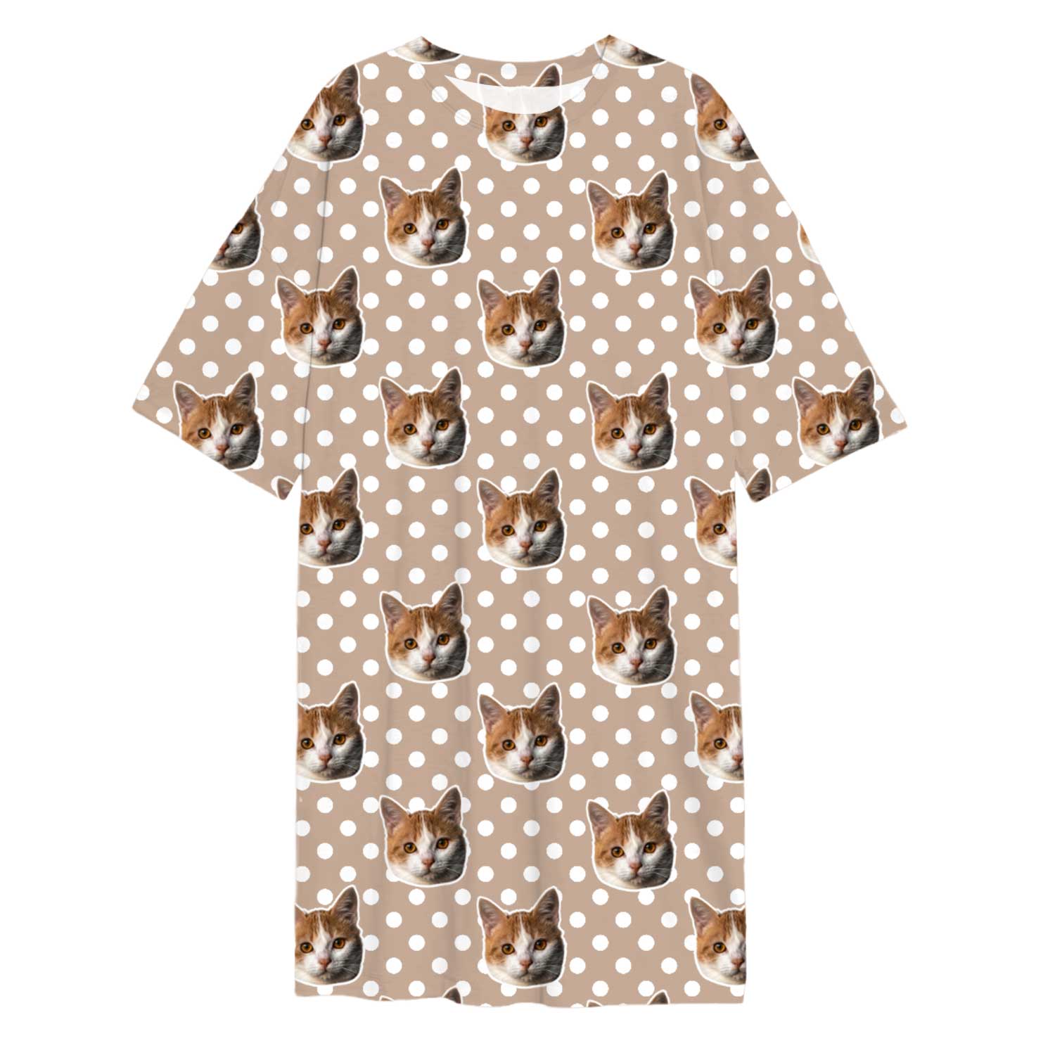 Polka Dot Cat Faces Custom Sleep Tee