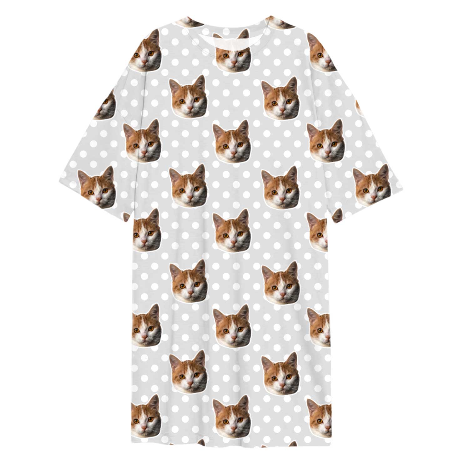 Polka Dot Cat Faces Custom Sleep Tee