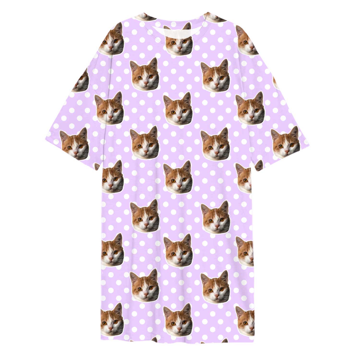 Polka Dot Cat Faces Custom Sleep Tee