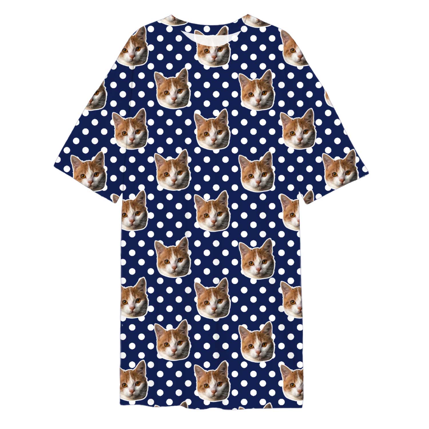 Polka Dot Cat Faces Custom Sleep Tee