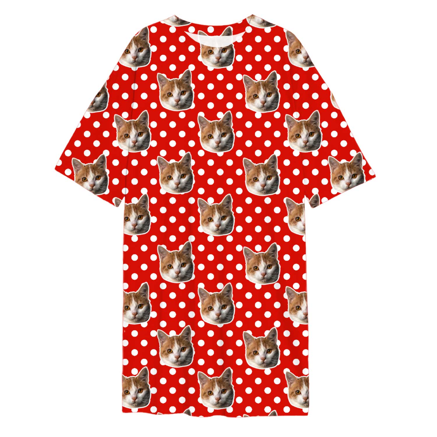 Polka Dot Cat Faces Custom Sleep Tee