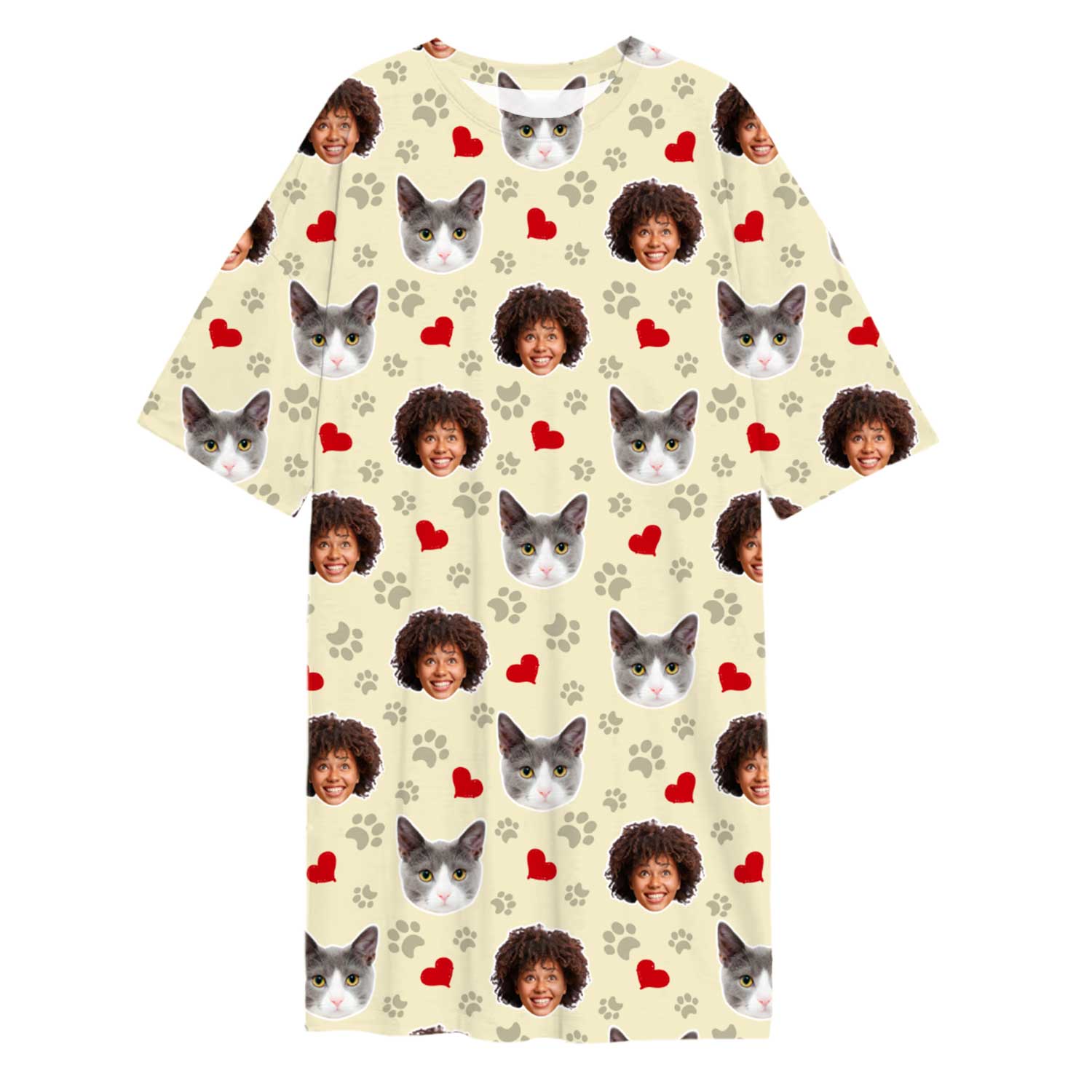 Paws & Hearts Print Custom Sleep Tee