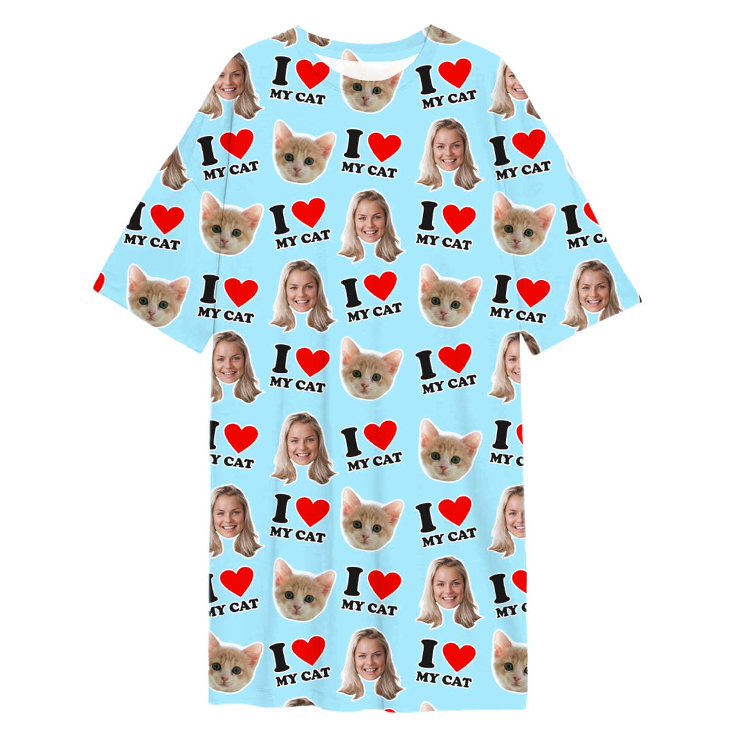 I Heart My Cat Custom Sleep Tee