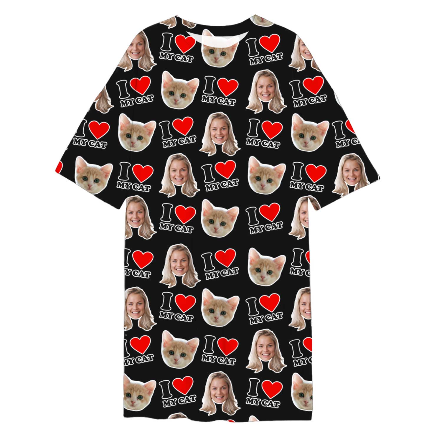 I Heart My Cat Custom Sleep Tee