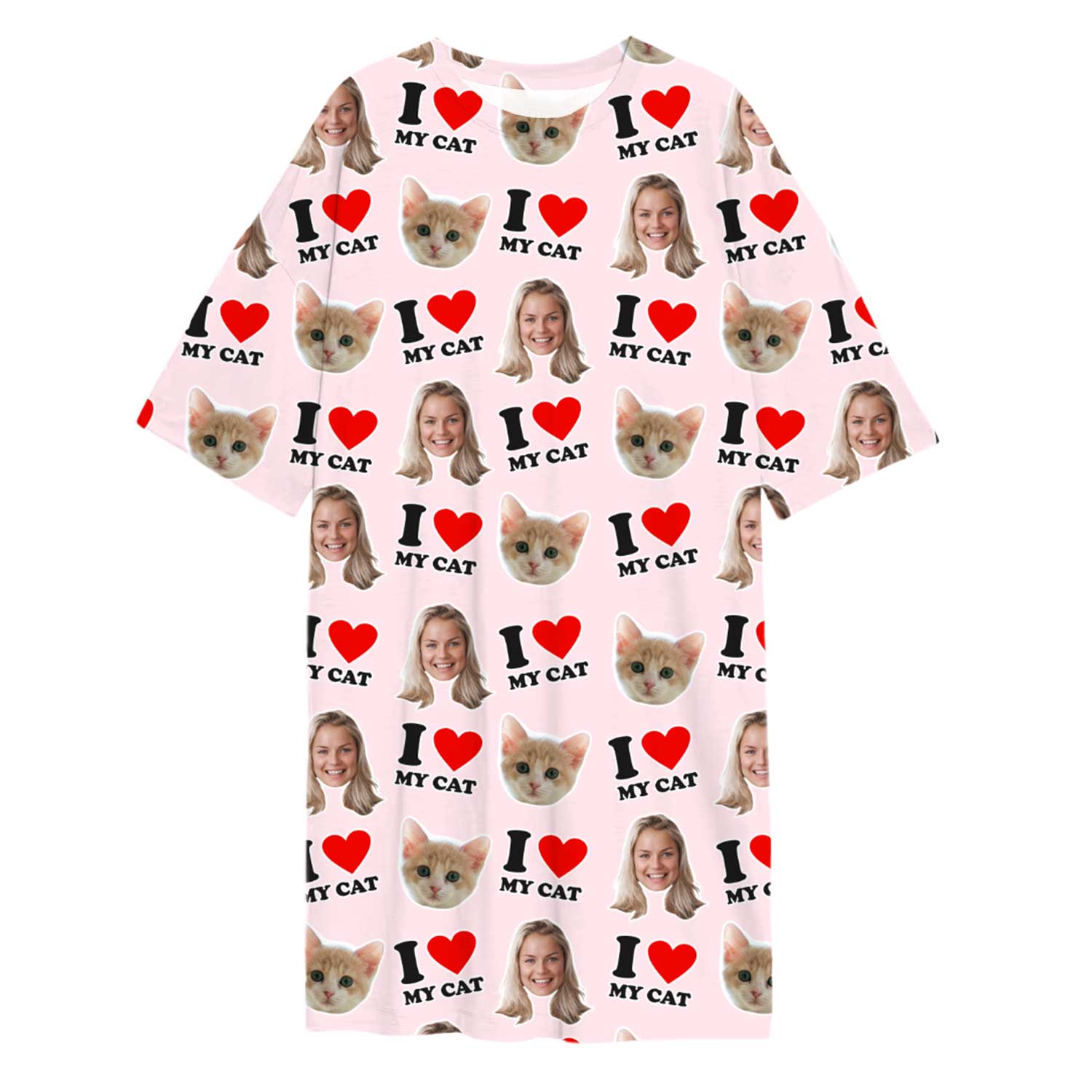 I Heart My Cat Custom Sleep Tee