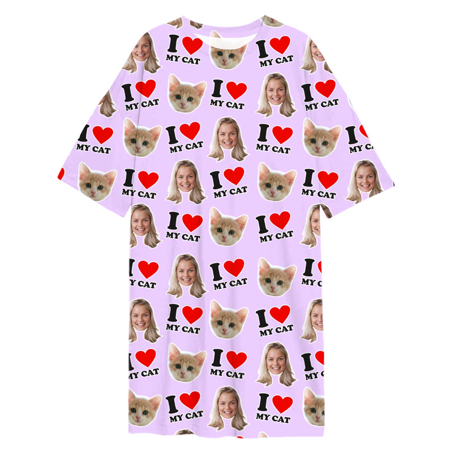 I Heart My Cat Custom Sleep Tee