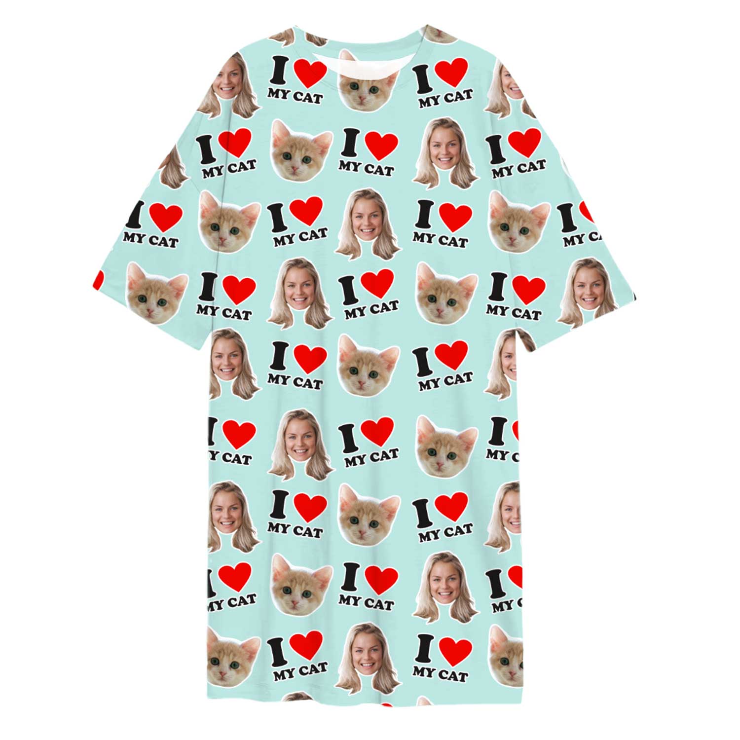 I Heart My Cat Custom Sleep Tee