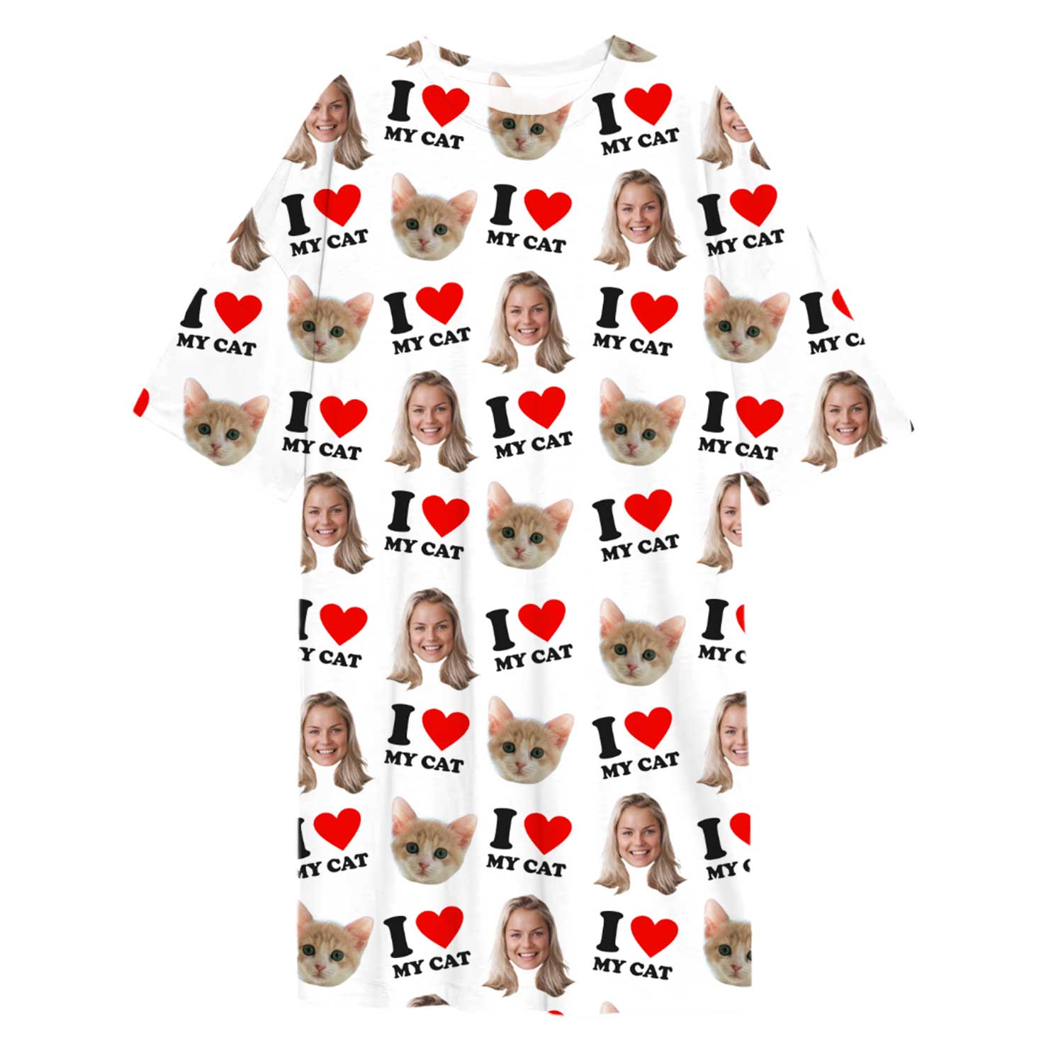 I Heart My Cat Custom Sleep Tee