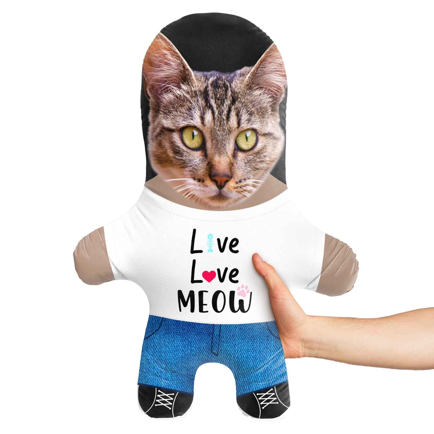 Live Love Meow Face Pillow