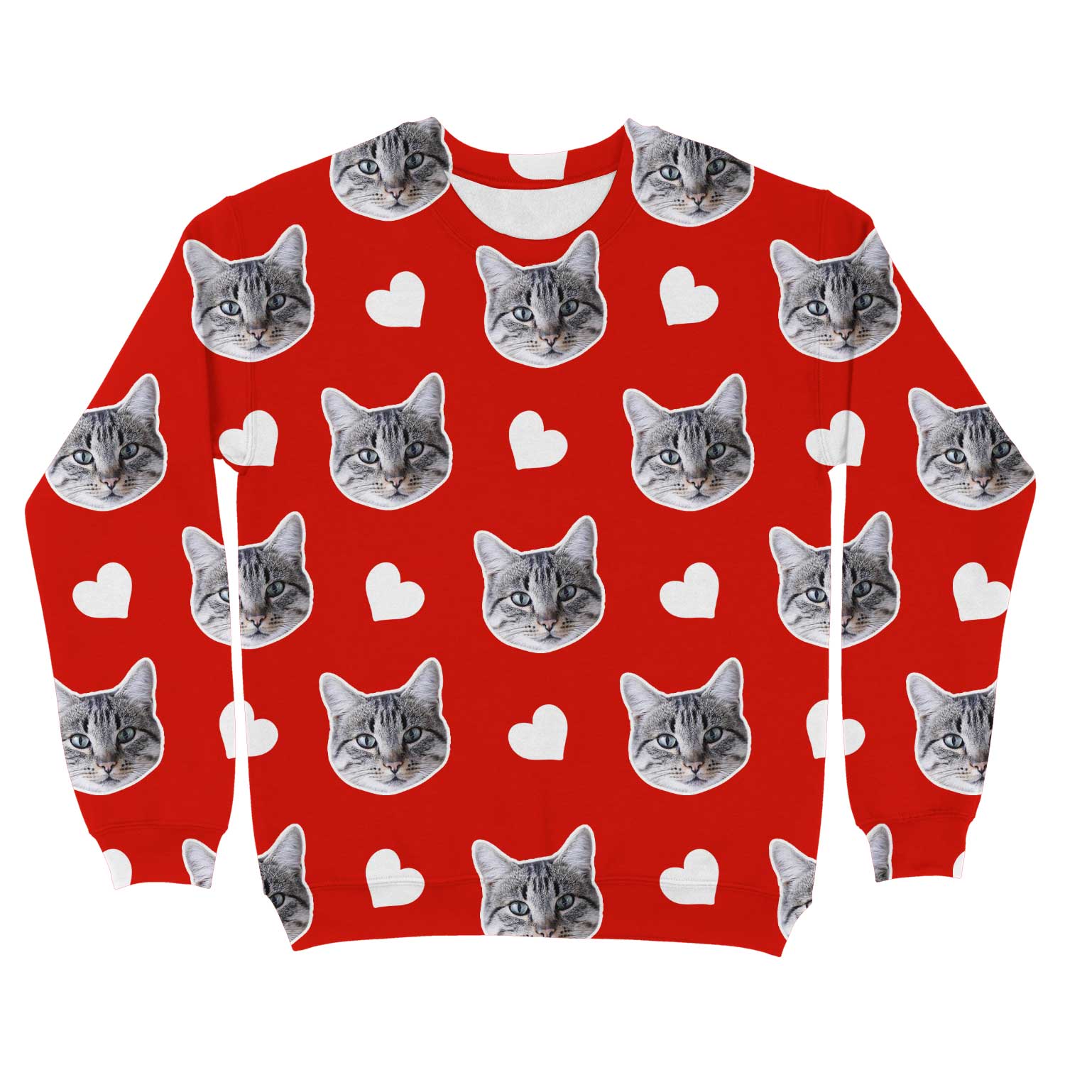 White Hearts & Cat Faces Personalised Sweatshirt