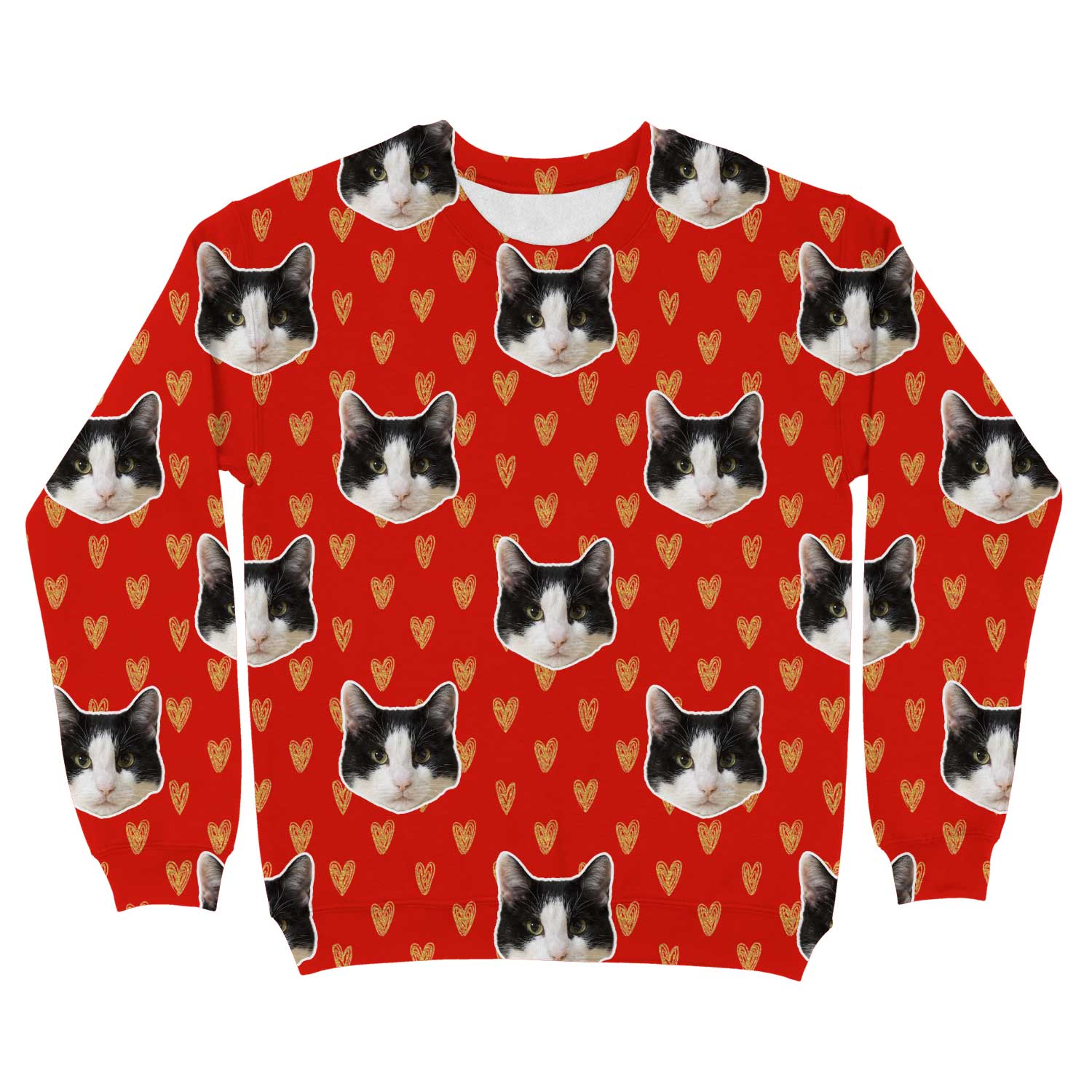 Gold Hearts & Cat Faces Personalised Sweatshirt