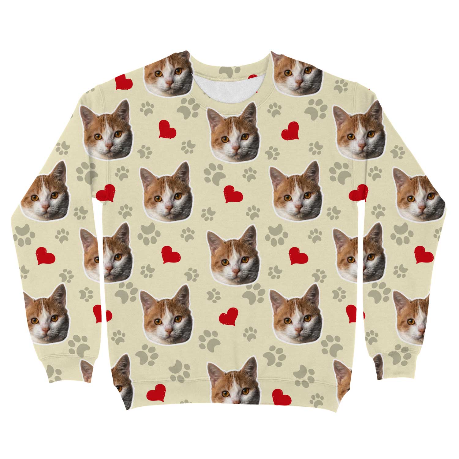Cat Paws and Hearts Personalised Sweatshirt