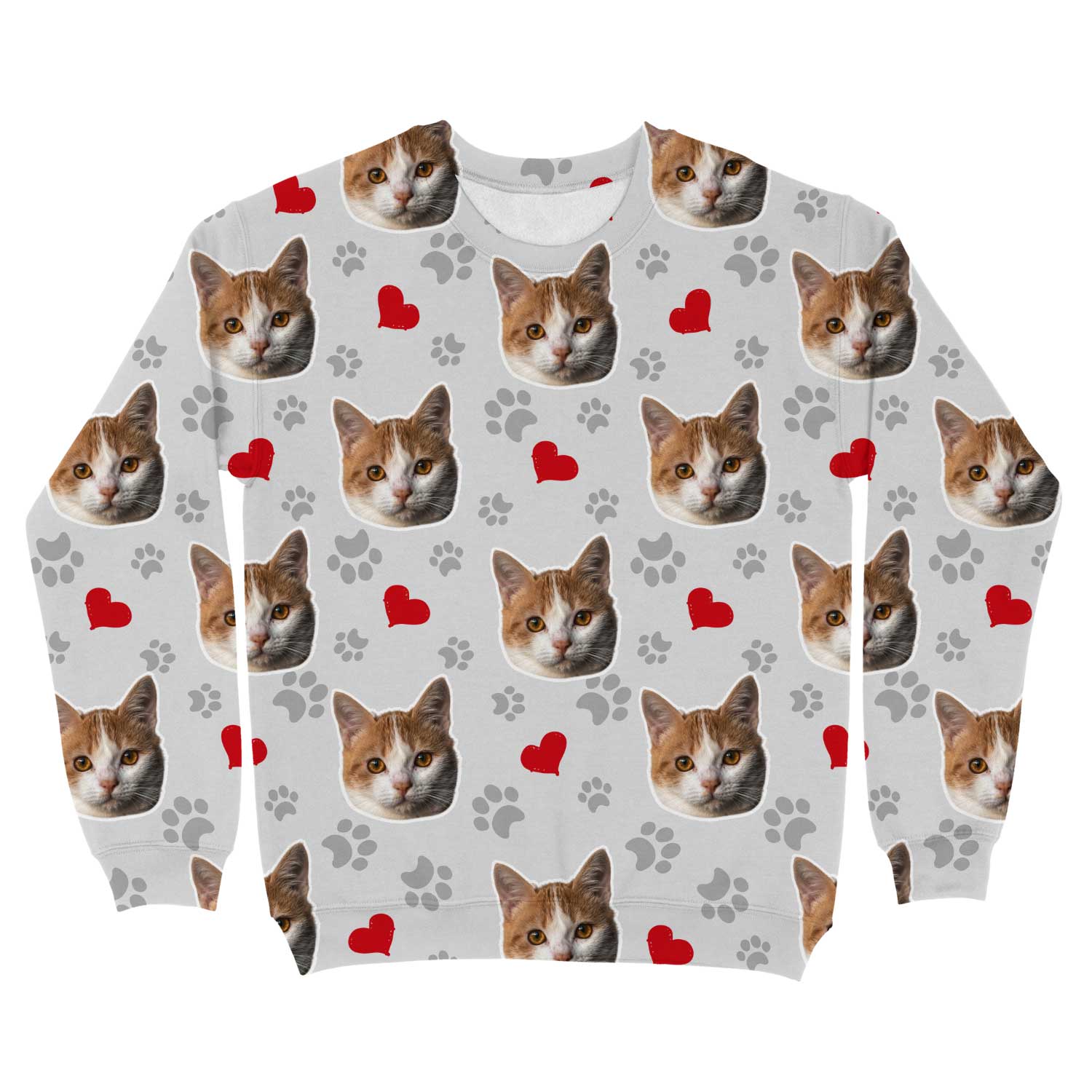 Cat Paws and Hearts Personalised Sweatshirt