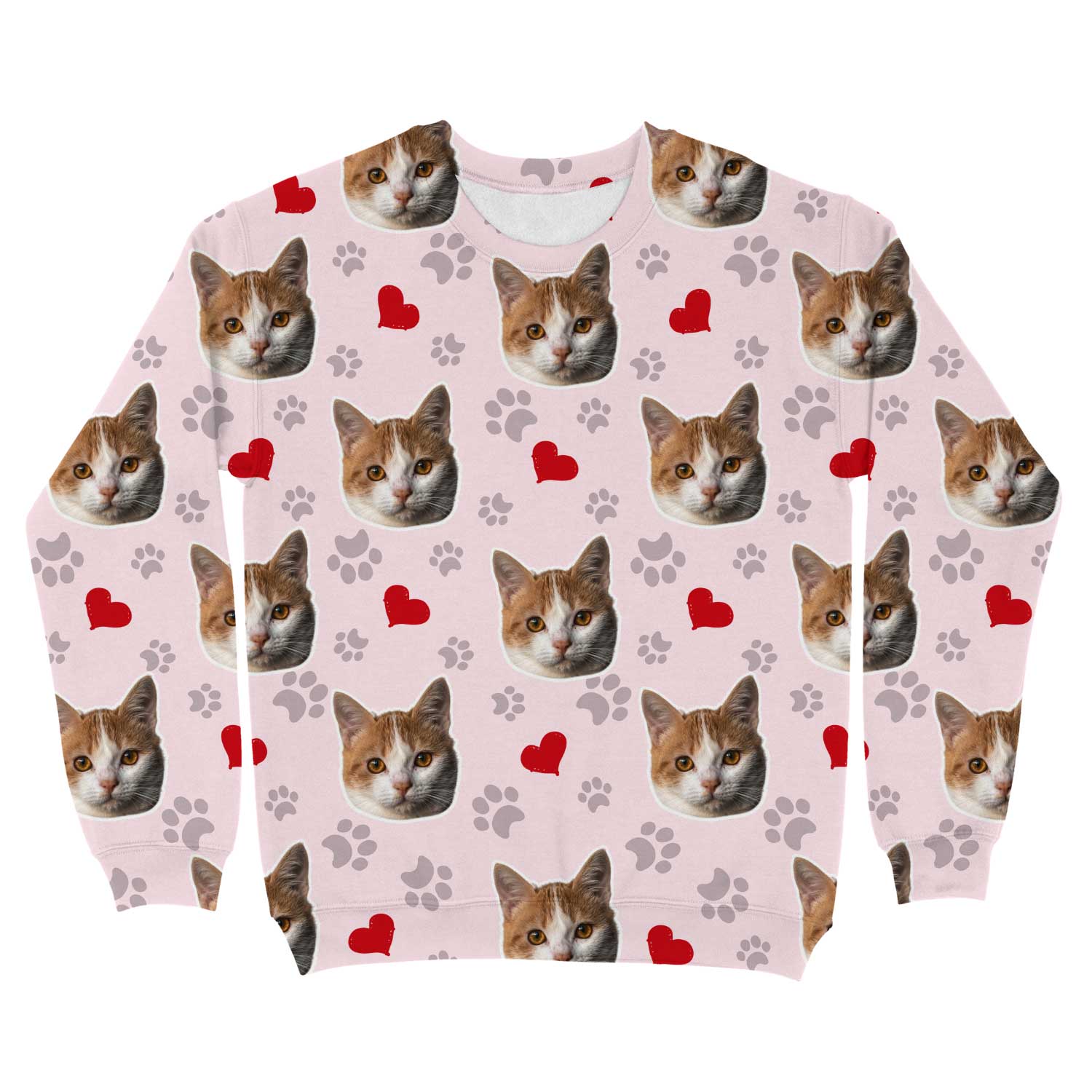Cat Paws and Hearts Personalised Sweatshirt