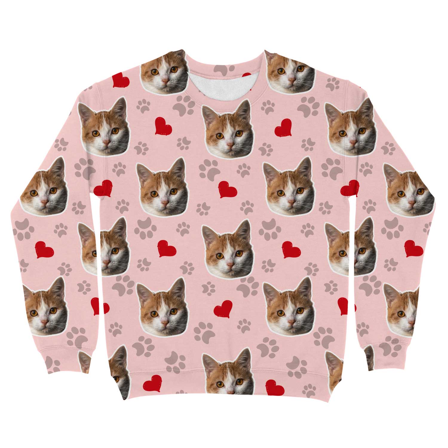Cat Paws and Hearts Personalised Sweatshirt
