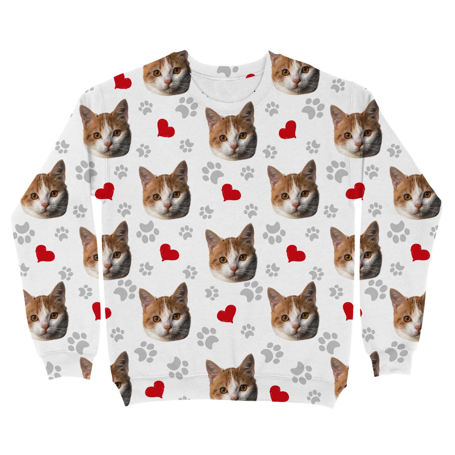 Cat Paws and Hearts Personalised Sweatshirt
