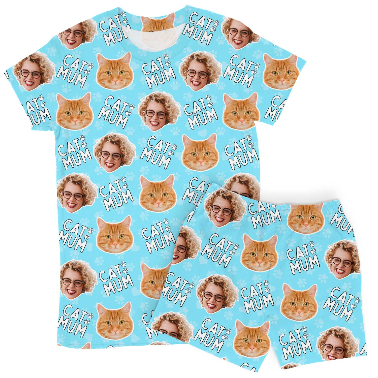 Women's Cat Mum Personalised PJs - Shorts Set