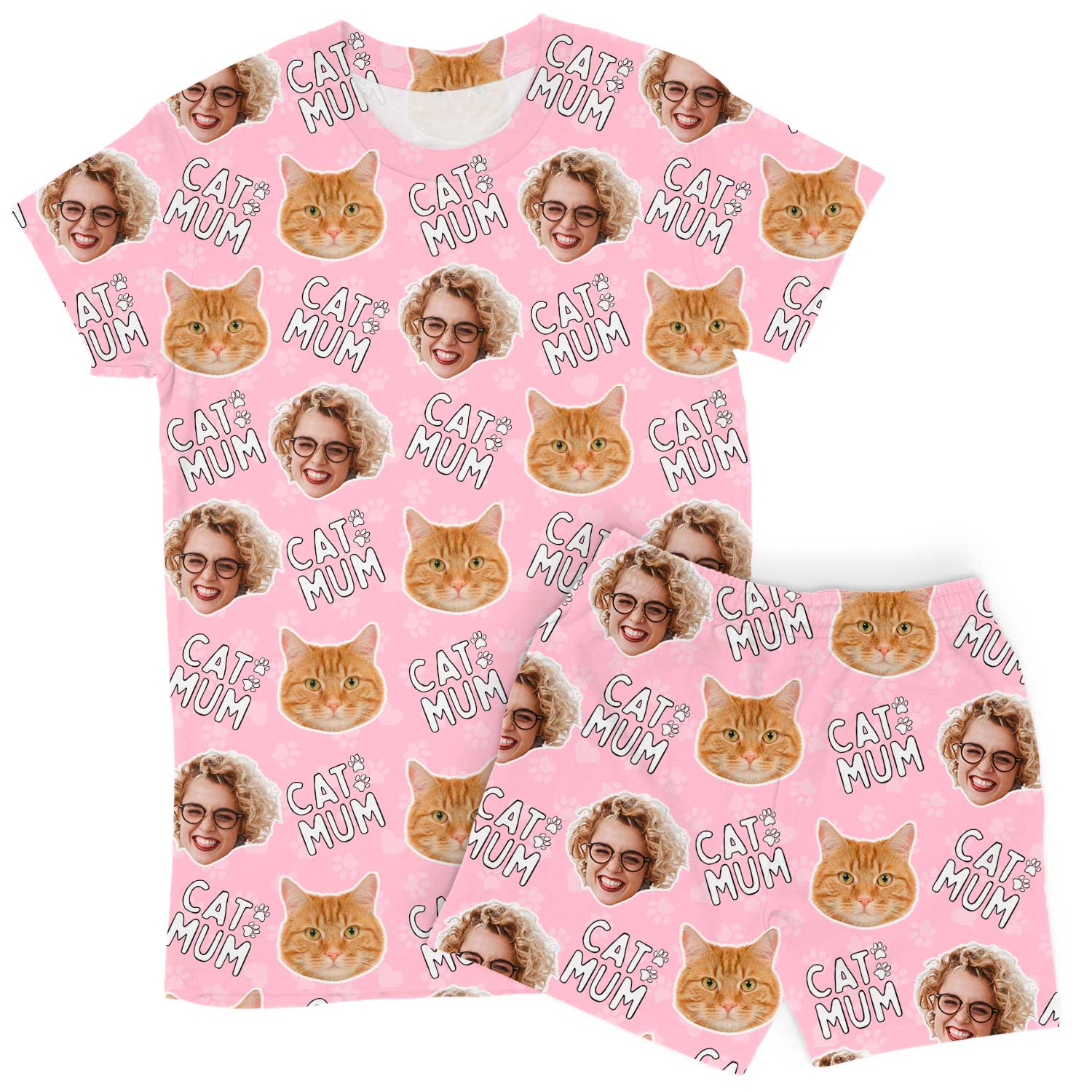 Women's Cat Mum Personalised PJs - Shorts Set