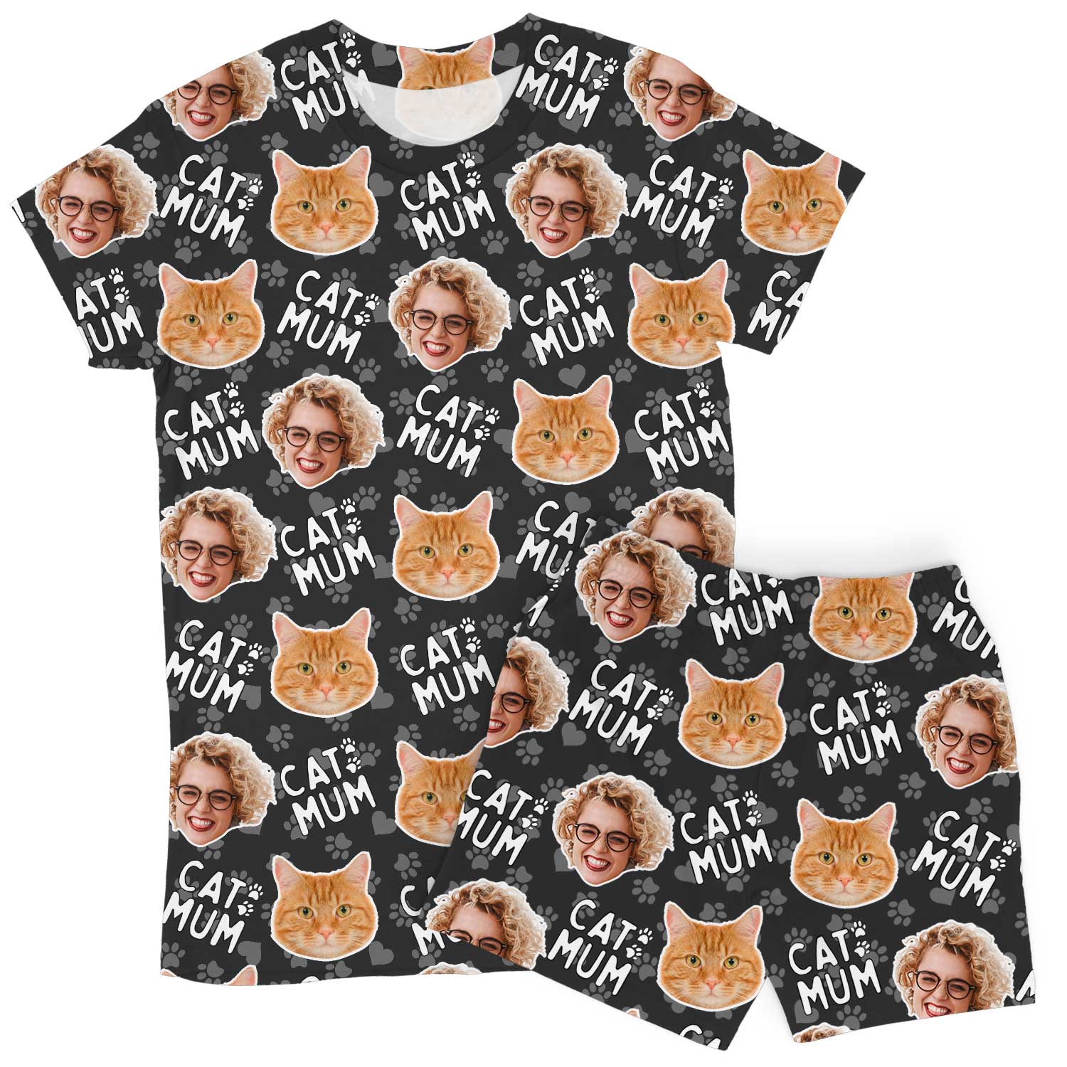 Women's Cat Mum Personalised PJs - Shorts Set