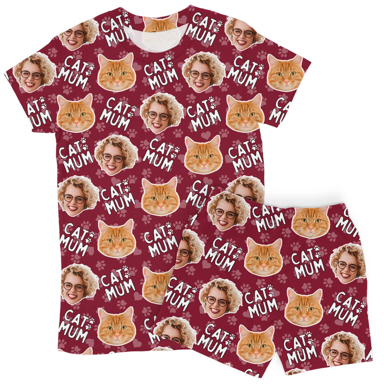 Women's Cat Mum Personalised PJs - Shorts Set