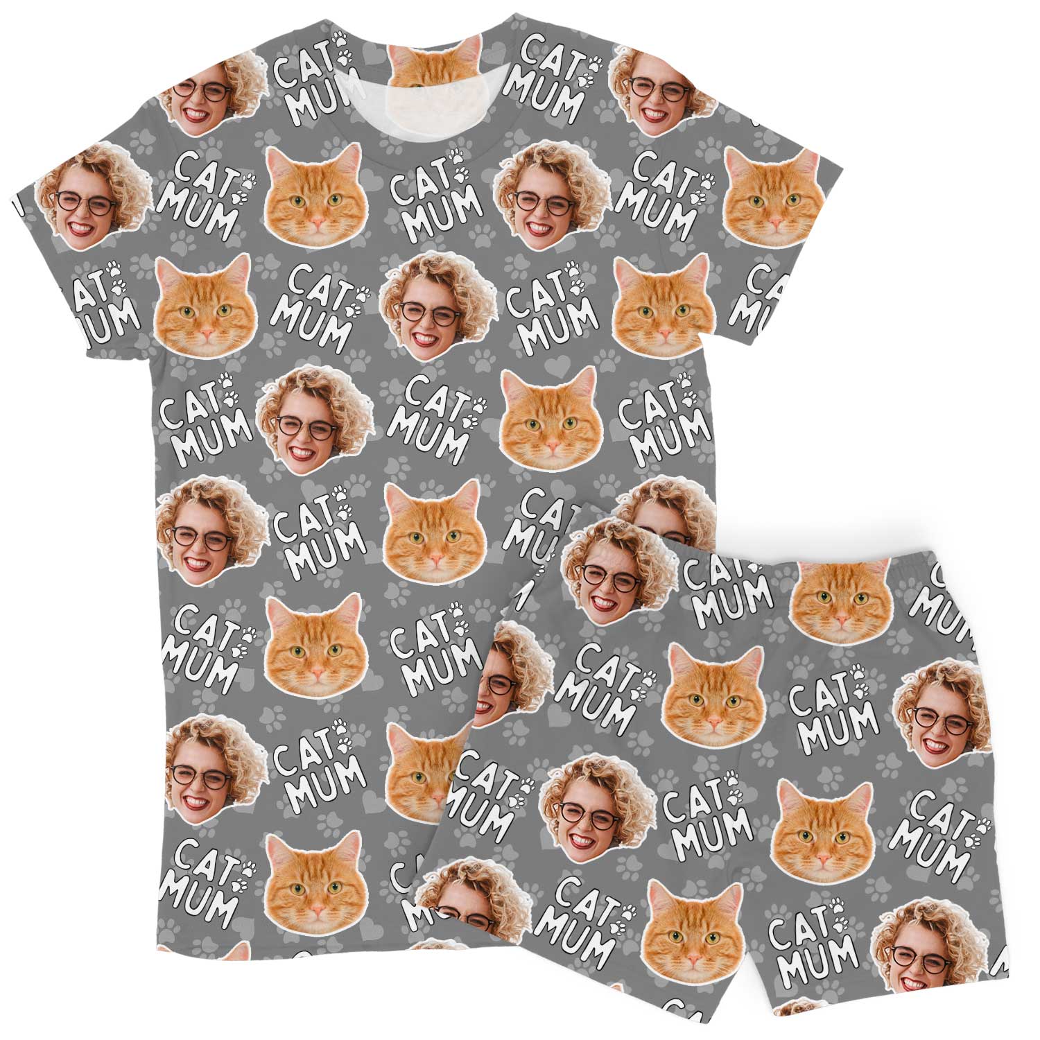 Women's Cat Mum Personalised PJs - Shorts Set
