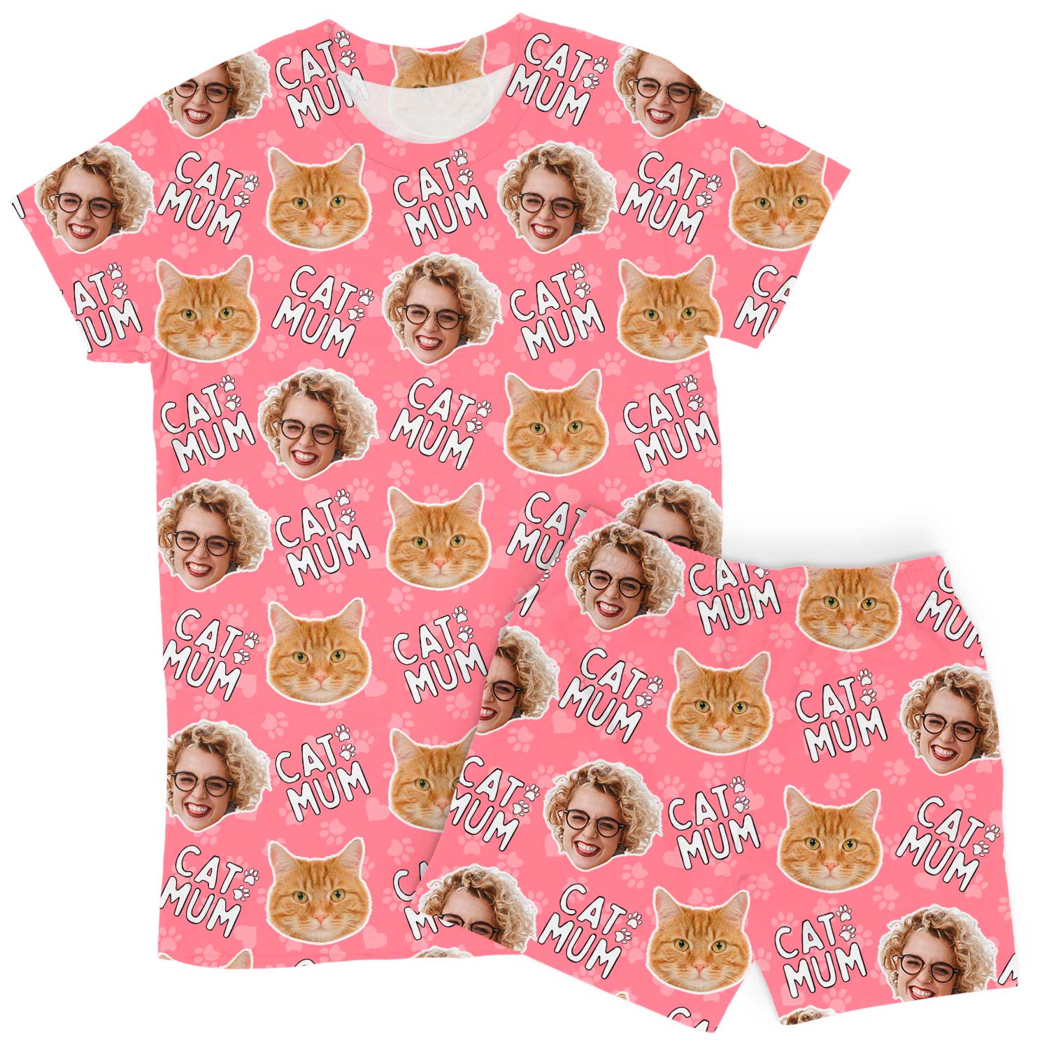 Women's Cat Mum Personalised PJs - Shorts Set