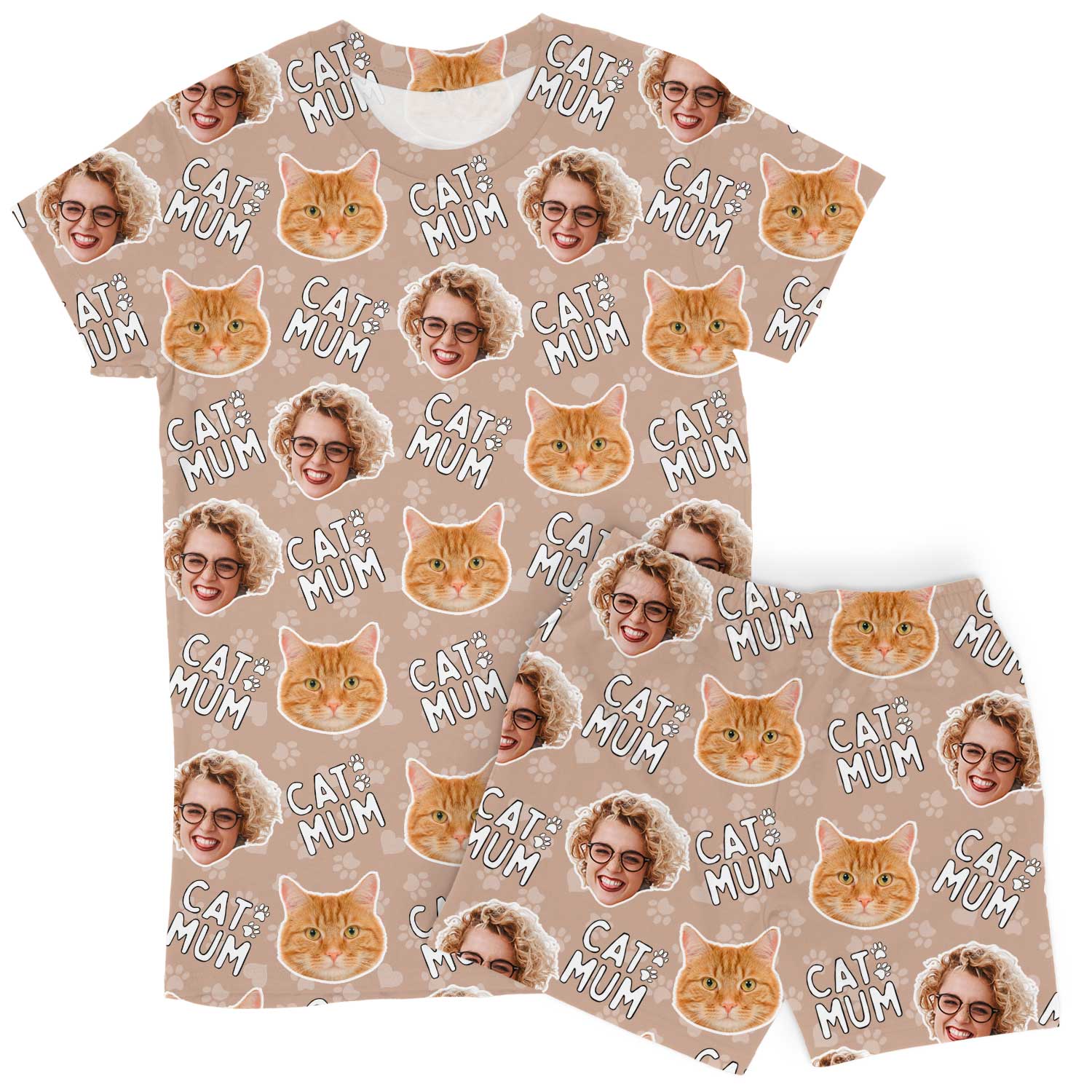 Women's Cat Mum Personalised PJs - Shorts Set