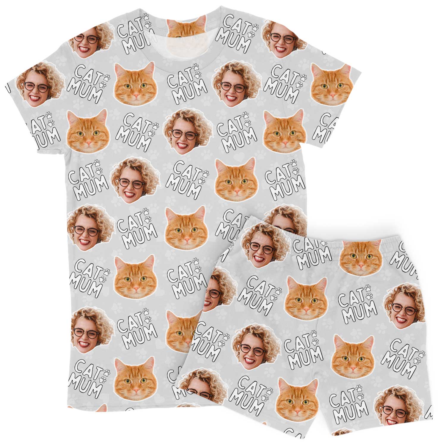 Women's Cat Mum Personalised PJs - Shorts Set