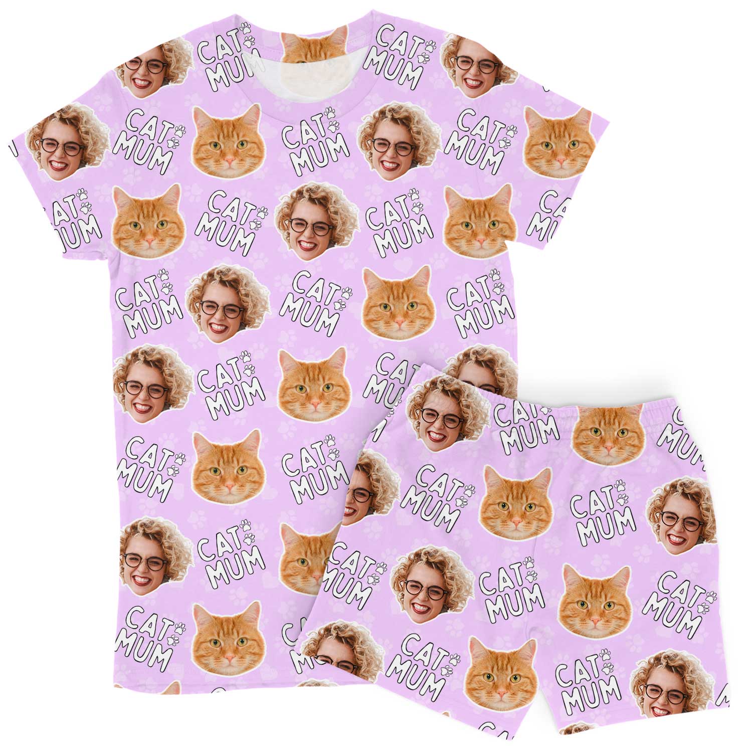 Women's Cat Mum Personalised PJs - Shorts Set