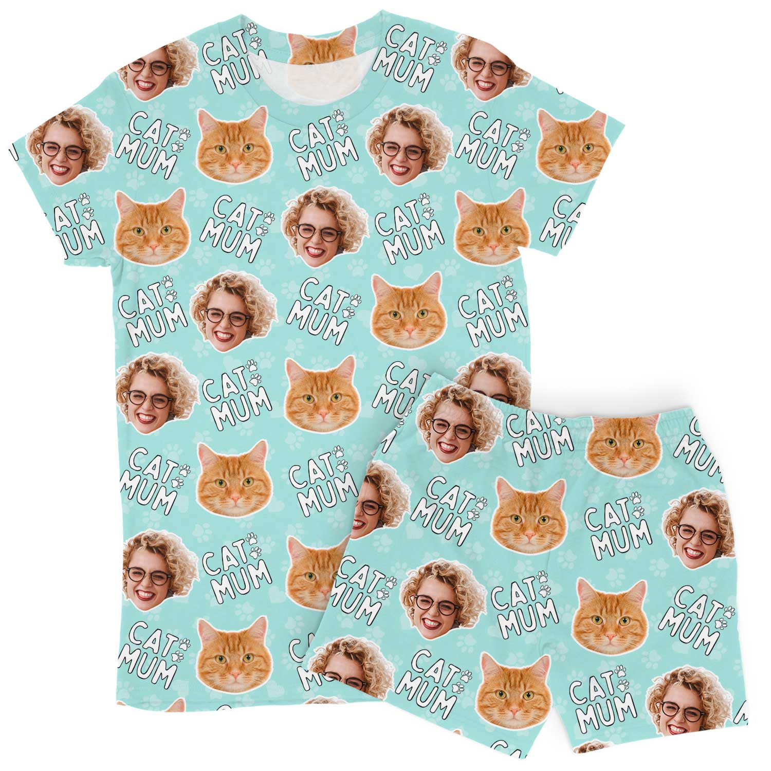 Women's Cat Mum Personalised PJs - Shorts Set