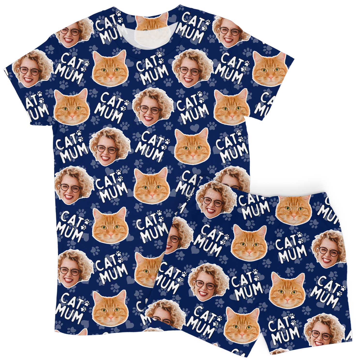 Women's Cat Mum Personalised PJs - Shorts Set
